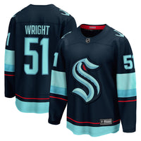 Shane Wright Seattle Kraken Hockey Jersey, Deep Sea Blue Sportswear Jersey Shirt, Long Sleeve Hockey Sweater Jersey, Casual Gift for Men