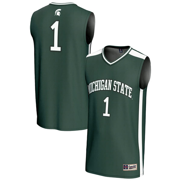 #1 Michigan State Spartans Lightweight Collegiate Basketball Fashion Jersey - Green