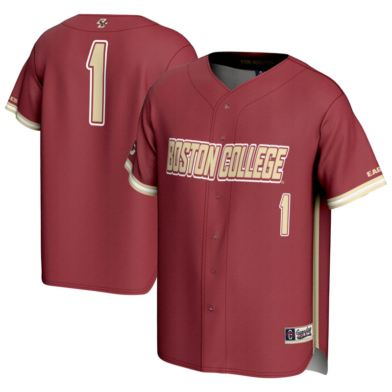 Boston College Eagles Baseball Jersey, Maroon Fashion Sportswear Jersey Shirt, Lightweight Breathable Athletic Jersey, Casual Gift for Men