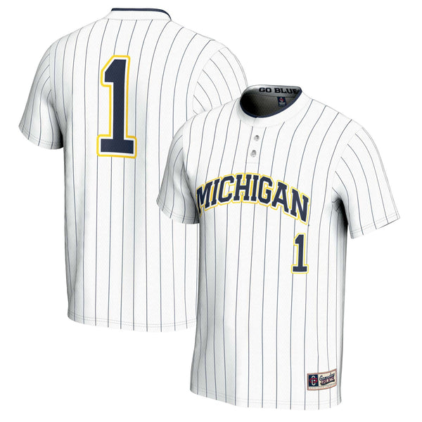 #1 Michigan Wolverines Lightweight Softball Jersey - White