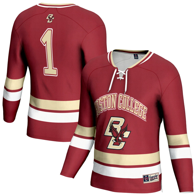 Boston College Eagles Hockey Jersey, Maroon Fashion Lightweight Sportswear Jersey Shirt, Long Sleeve Hockey Sweater Jersey, Casual Gift for Men