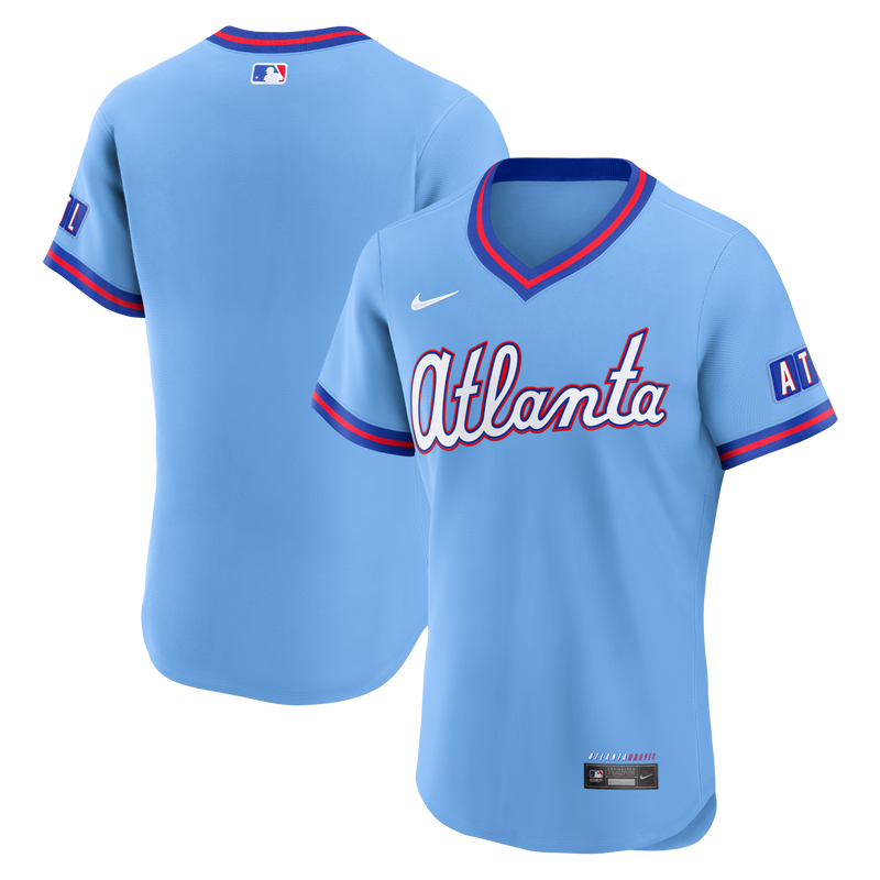 Atlanta Braves Baseball Jersey, Powder Blue Authentic Sportswear Jersey Shirt, Lightweight Breathable Athletic Jersey, Casual Gift for Men