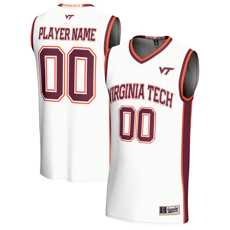 Virginia Tech Hokies Basketball Jersey, White Sportswear Jersey Shirt, Sleeveless Athletic Tank Jersey, Casual Gift for Men, Style 203645426