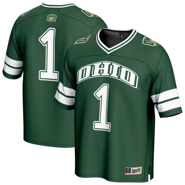 #1 Ohio Bobcats Lightweight Collegiate Football Fashion Jersey - Green