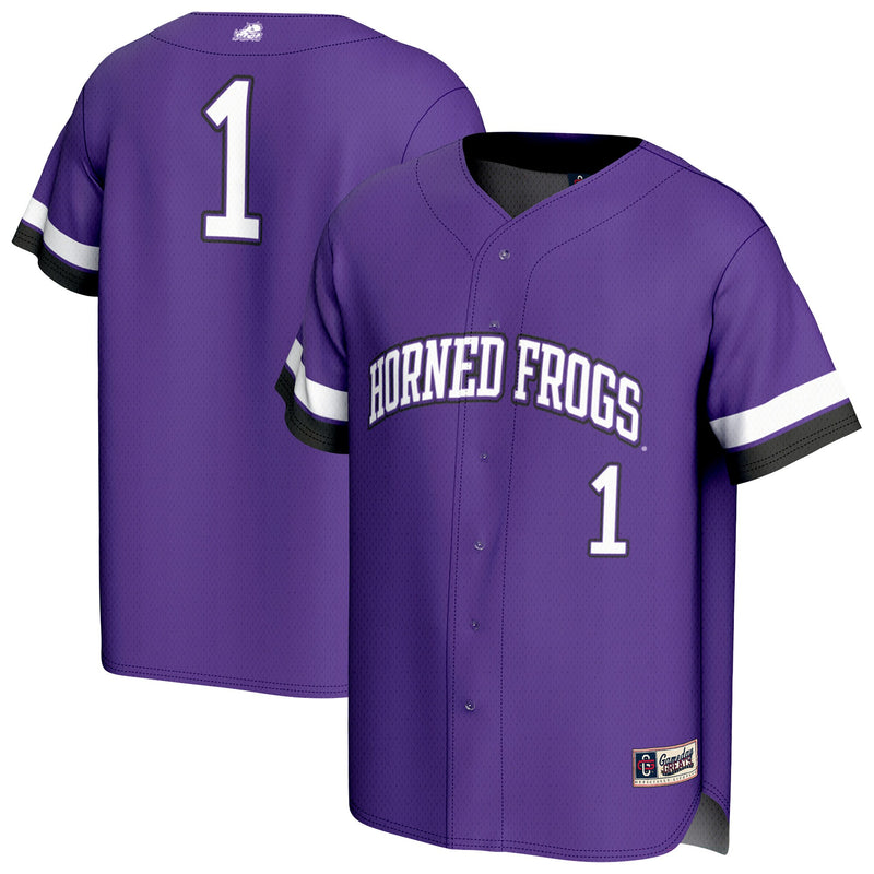 TCU Horned Frogs Baseball Jersey, Purple Fashion Sportswear Jersey Shirt, Lightweight Breathable Athletic Jersey, Casual Gift for Men
