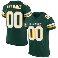 Custom Football Jersey, Green White Gold Sportswear Jersey Shirt, Athletic Mesh Jersey, Casual Gift for Men, Style Green0017
