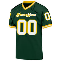 Custom Football Jersey, Green White Gold Sportswear Jersey Shirt, Athletic Mesh Jersey, Casual Gift for Men, Style Green0054