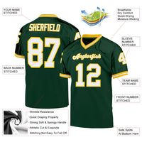 Custom Football Jersey, Green White Gold Sportswear Jersey Shirt, Athletic Mesh Jersey, Casual Gift for Men, Style Green0054