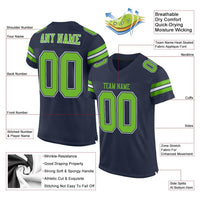 Custom Football Jersey, Navy Neon Green White Sportswear Jersey Shirt, Athletic Mesh Moisture Wicking Jersey, Casual Gift for Men