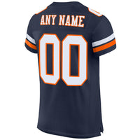 Custom Football Jersey, Navy White Orange Sportswear Jersey Shirt, Athletic Mesh Moisture Wicking Jersey, Casual Gift for Men, Style Navy0081