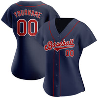 Custom Baseball Jersey, Navy Red Sportswear Jersey Shirt, Athletic Button Down Moisture Wicking Jersey, Casual Gift for Men, Style Navy0098