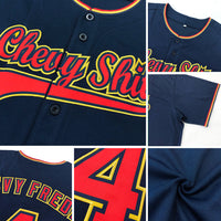 Custom Baseball Jersey, Navy Red Sportswear Jersey Shirt, Athletic Button Down Moisture Wicking Jersey, Casual Gift for Men, Style Navy0098