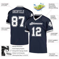 Custom Football Jersey, Navy White Gray Sportswear Jersey Shirt, Athletic Mesh Moisture Wicking Jersey, Casual Gift for Men, Style Navy0211