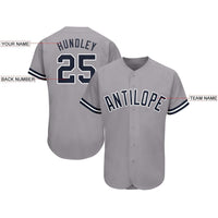 Custom Baseball Jersey, Gray Navy White Sportswear Jersey Shirt, Athletic Button Down Moisture Wicking Jersey, Casual Gift for Men