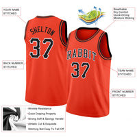 Custom Basketball Jersey, Orange Black White Sportswear Jersey Shirt, Athletic Mesh Moisture Wicking Jersey, Casual Gift for Men
