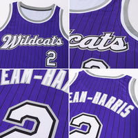 Custom Basketball Jersey, Purple Black White Pinstripe Sportswear Jersey Shirt, Athletic Mesh Moisture Wicking Jersey, Casual Gift for Men