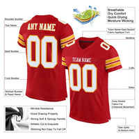 Custom Football Jersey, Red White Gold Sportswear Jersey Shirt, Athletic Mesh Moisture Wicking Jersey, Casual Gift for Men, Style Red0008