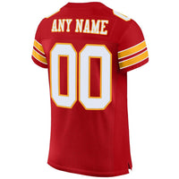 Custom Football Jersey, Red White Gold Sportswear Jersey Shirt, Athletic Mesh Moisture Wicking Jersey, Casual Gift for Men, Style Red0008