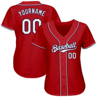 Custom Baseball Jersey, Red White Navy Sportswear Jersey Shirt, Athletic Button Down Moisture Wicking Jersey, Casual Gift for Men, Style Red0018
