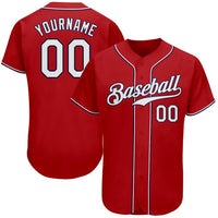 Custom Baseball Jersey, Red White Navy Sportswear Jersey Shirt, Athletic Button Down Moisture Wicking Jersey, Casual Gift for Men, Style Red0018