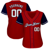 Custom Baseball Jersey, Red White Navy Sportswear Jersey Shirt, Athletic Button Down Moisture Wicking Jersey, Casual Gift for Men, Style Red0169