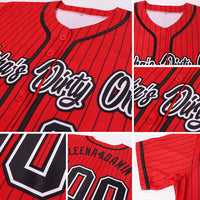 Custom Baseball Jersey, Red Black Sportswear Jersey Shirt, Athletic Button Down Moisture Wicking Jersey, Casual Gift for Men, Style Red0222