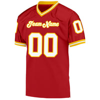 Custom Football Jersey, Red White Gold Sportswear Jersey Shirt, Athletic Mesh Moisture Wicking Jersey, Casual Gift for Men, Style Red0237