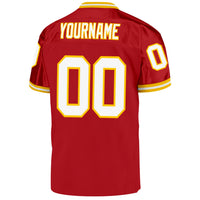 Custom Football Jersey, Red White Gold Sportswear Jersey Shirt, Athletic Mesh Moisture Wicking Jersey, Casual Gift for Men, Style Red0237