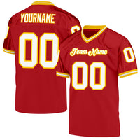 Custom Football Jersey, Red White Gold Sportswear Jersey Shirt, Athletic Mesh Moisture Wicking Jersey, Casual Gift for Men, Style Red0237