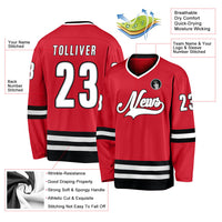 Custom Hockey Jersey, Red White Black Sportswear Jersey Shirt, Athletic Long Sleeve V Neck Jersey, Casual Gift for Men, Style Red0312