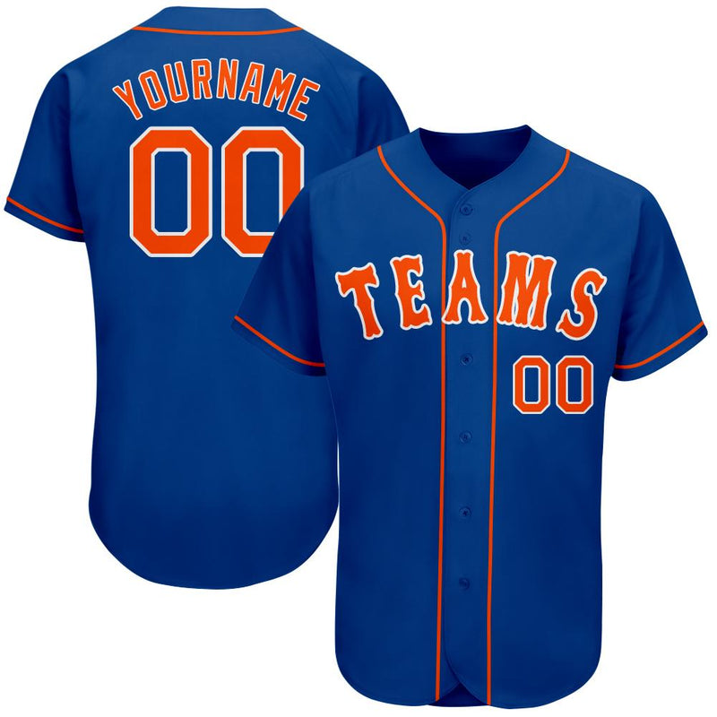 Custom Baseball Jersey, Royal Orange Sportswear Jersey Shirt, Athletic Button Down Moisture Wicking Jersey, Casual Gift for Men, Style Royal0030