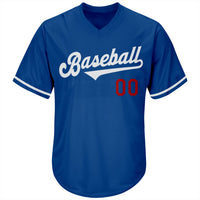 Custom Baseball Jersey, Royal White Red Throwback Sportswear Jersey Shirt, Athletic V Neck Moisture Wicking Jersey, Casual Gift for Men