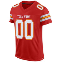 Custom Football Jersey, Scarlet White Gold Sportswear Jersey Shirt, Athletic Mesh Moisture Wicking Jersey, Casual Gift for Men