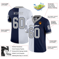 Custom Football Jersey, Navy Gray White Fashion Sportswear Jersey Shirt, Athletic Moisture Wicking Breathable Jersey, Casual Gift for Men