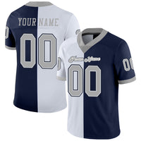 Custom Football Jersey, Navy Gray White Fashion Sportswear Jersey Shirt, Athletic Moisture Wicking Breathable Jersey, Casual Gift for Men