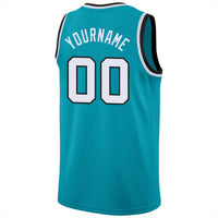Custom Basketball Jersey, Teal White Black Sportswear Jersey Shirt, Athletic Mesh Moisture Wicking Jersey, Casual Gift for Men