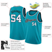 Custom Basketball Jersey, Teal White Black Sportswear Jersey Shirt, Athletic Mesh Moisture Wicking Jersey, Casual Gift for Men