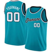 Custom Basketball Jersey, Teal White Black Sportswear Jersey Shirt, Athletic Mesh Moisture Wicking Jersey, Casual Gift for Men