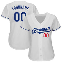 Custom Baseball Jersey, White Royal Red Sportswear Jersey Shirt, Athletic Button Down Moisture Wicking Jersey, Casual Gift for Men
