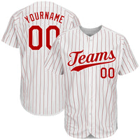 Custom Baseball Jersey, White Red Sportswear Jersey Shirt, Athletic Button Down Moisture Wicking Jersey, Casual Gift for Men, Style White0189