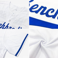 Custom Baseball Jersey, White Royal Sportswear Jersey Shirt, Athletic Button Down Moisture Wicking Jersey, Casual Gift for Men, Style White0282