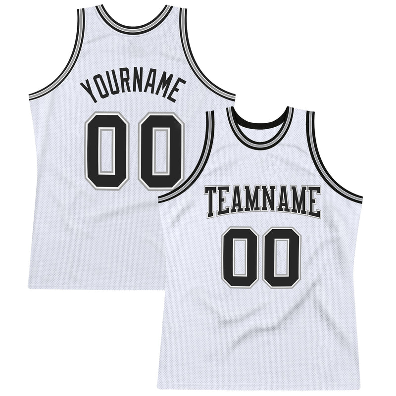 Custom Basketball Jersey, White Black Gray Authentic Sportswear Jersey Shirt, Athletic Mesh Moisture Wicking Jersey, Casual Gift for Men