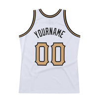 Custom Basketball Jersey, White Old Gold Black Throwback Sportswear Jersey Shirt, Athletic Mesh Moisture Wicking Jersey, Casual Gift for Men